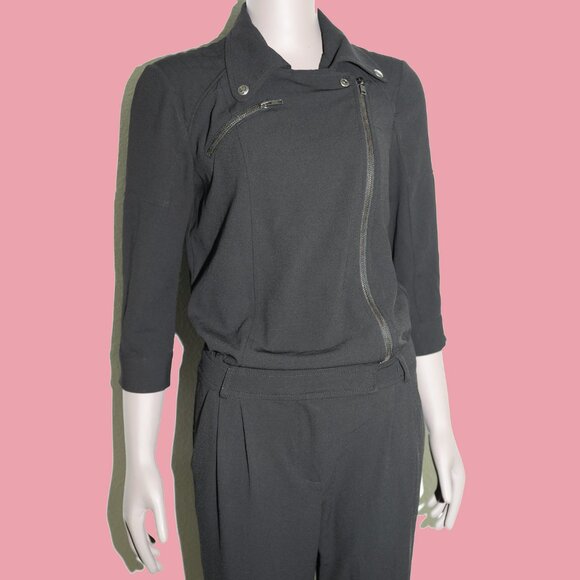Guess Black Collared Jumpsuit Womens Outerwear Size Small Casual Chic Romper - Picture 2 of 6